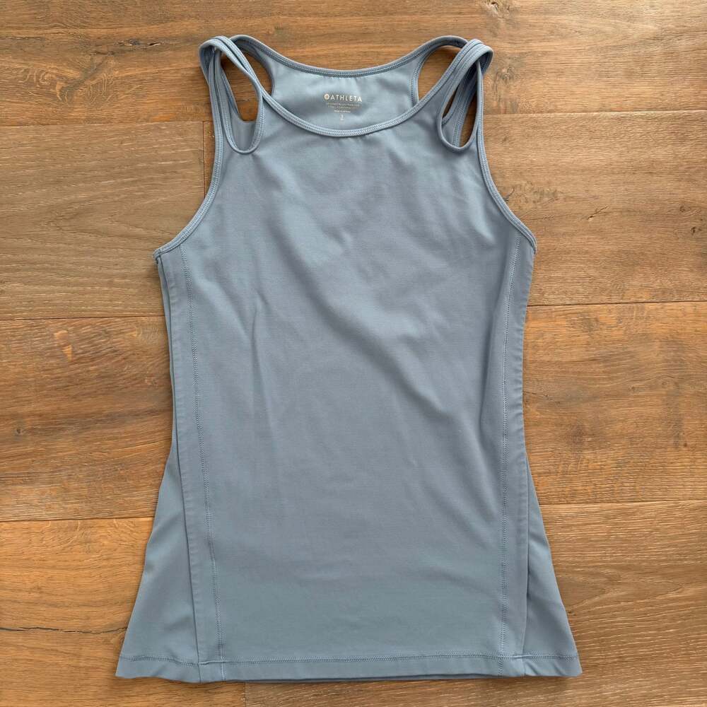 Athleta Shanti Asana Keyhole Back Tank Top in Blue Size Small